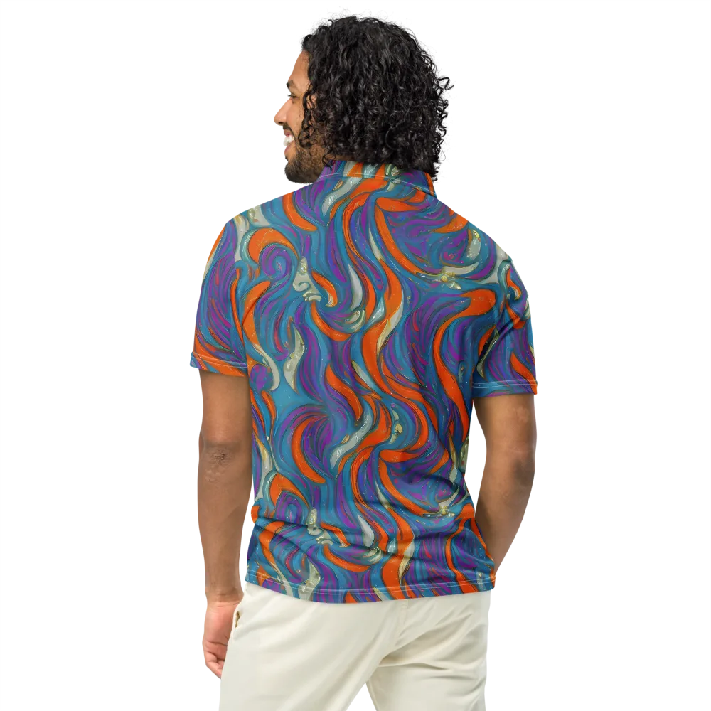 Painted Undertow on Men's Slim Fit Polo Shirt — Back