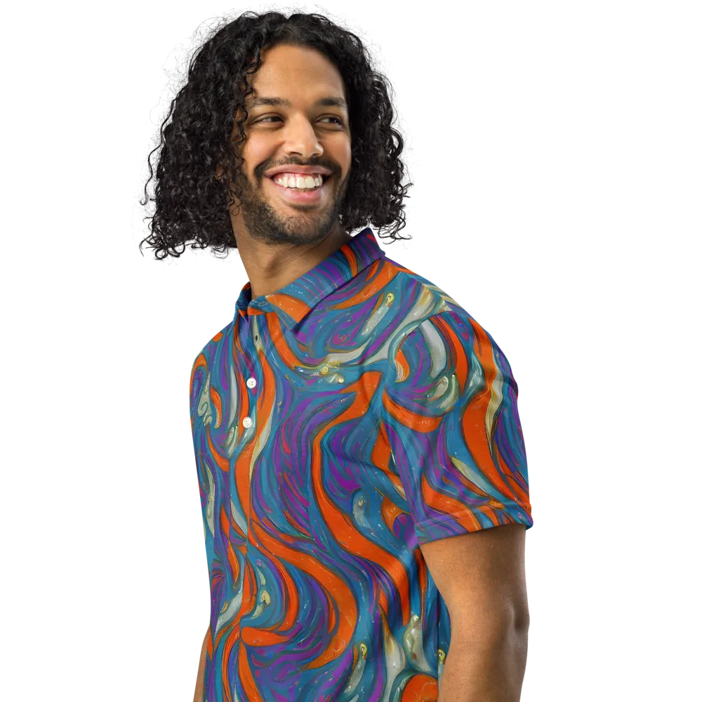 Painted Undertow on Men's Slim Fit Polo Shirt — Left Front