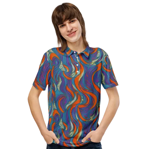 Painted Undertow on a Men's Slim Fit Polo Shirt