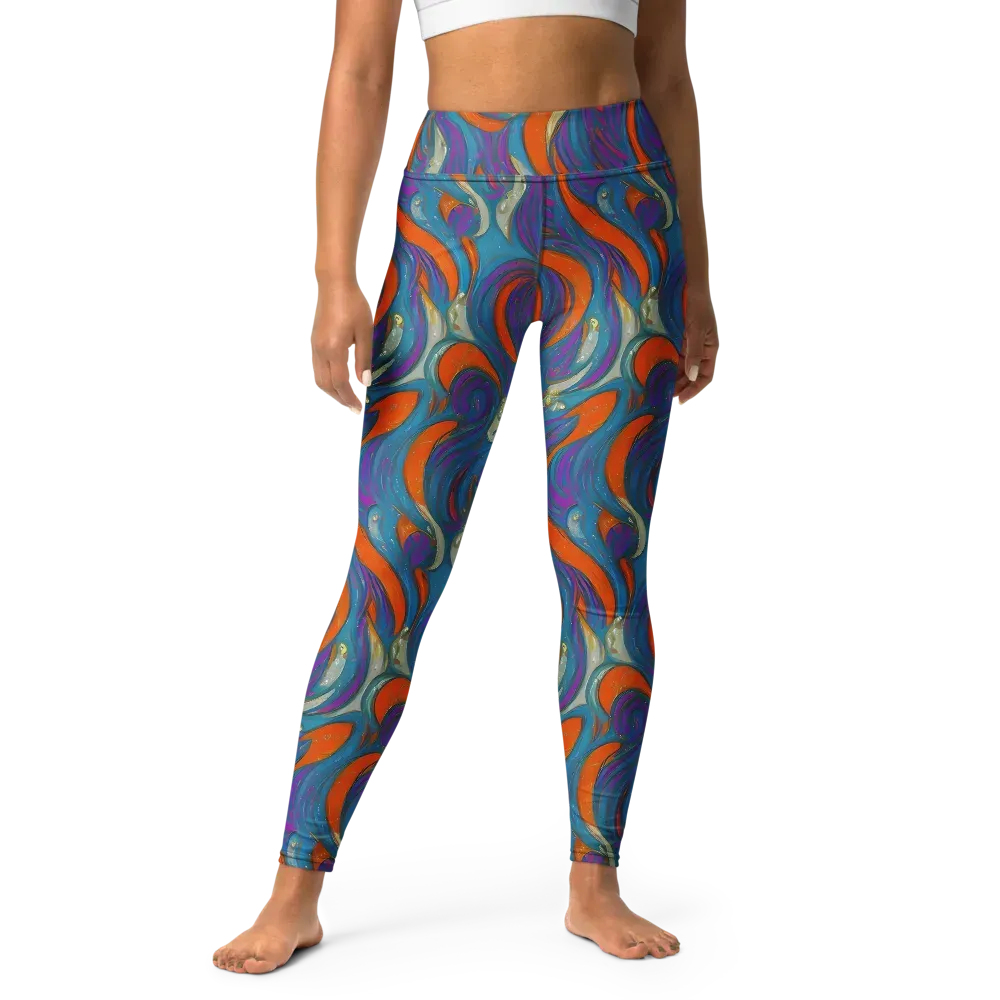 Painted Undertow on Yoga Leggings — Front