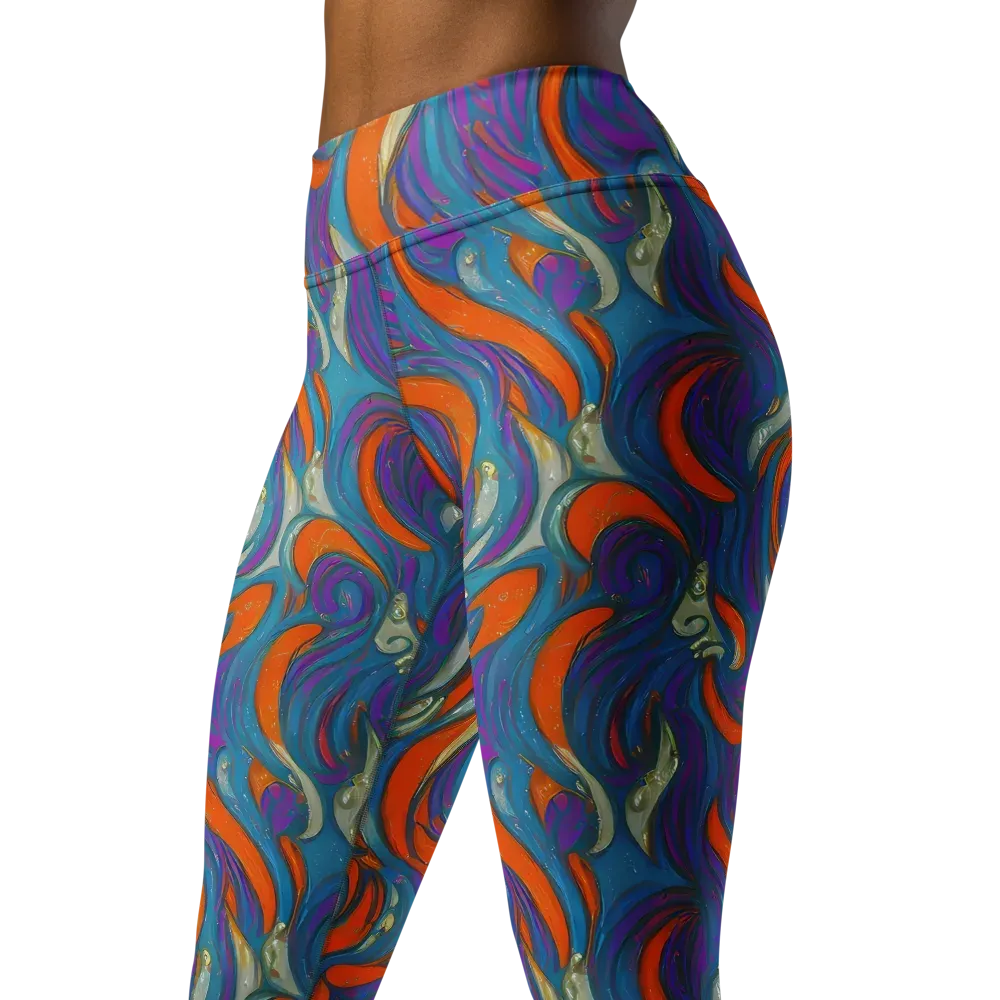 Painted Undertow on Yoga Leggings — Left Front