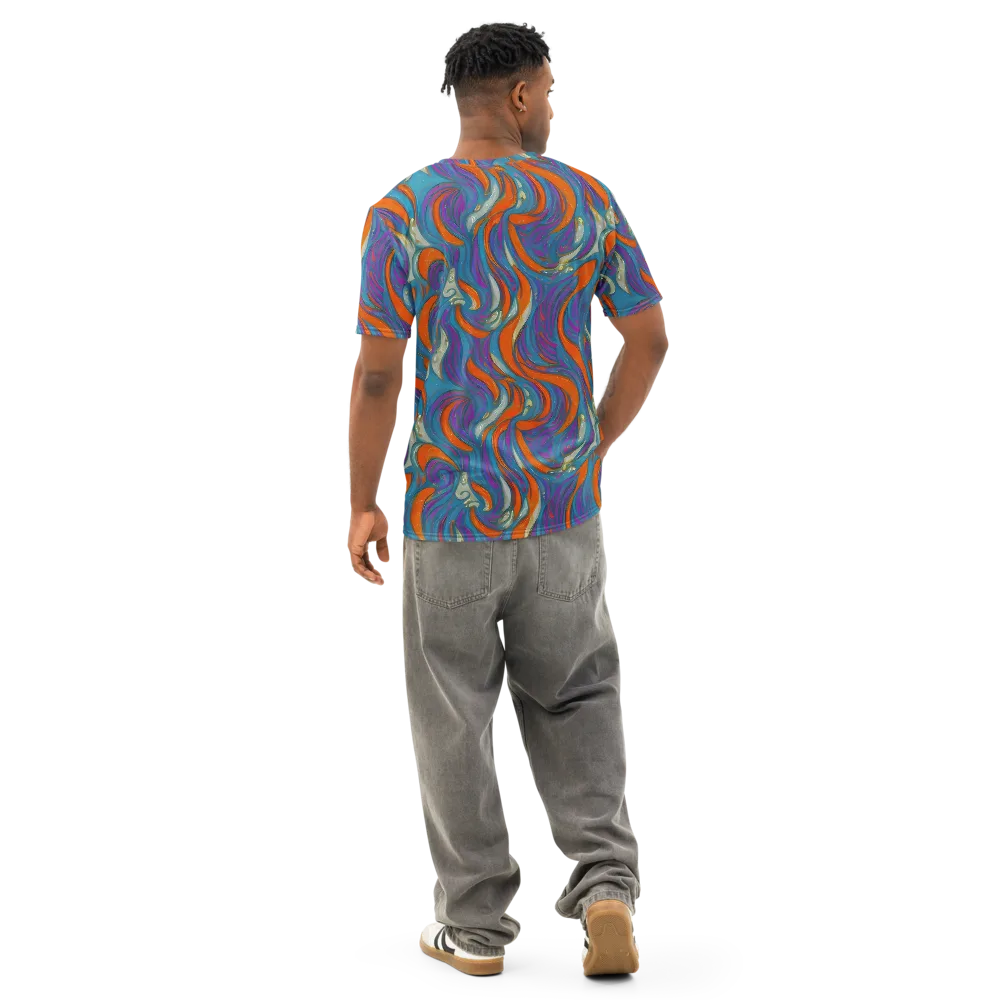 Painted Undertow on Men's Cotton Crew Neck T-Shirt — Back