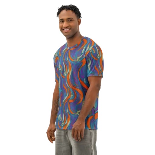 Painted Undertow on a Men's Cotton Crew Neck T-Shirt