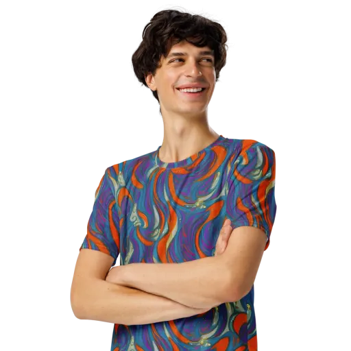 Painted Undertow on a Men's Crew Neck T-Shirt