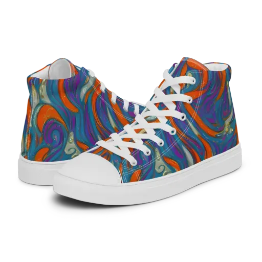 Painted Undertow on a Men's High Top Canvas Shoes