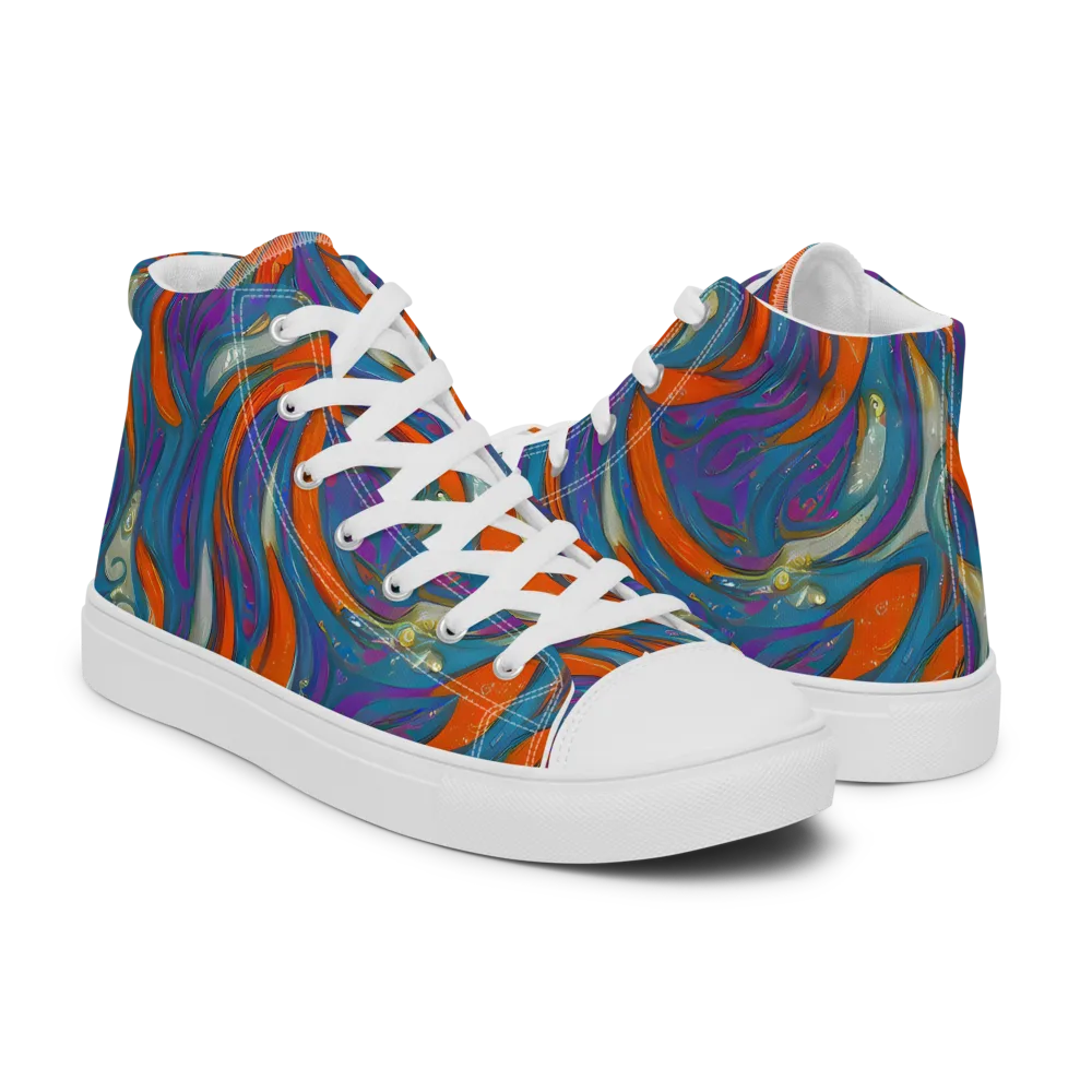 Painted Undertow on Men's High Top Canvas Shoes — Right