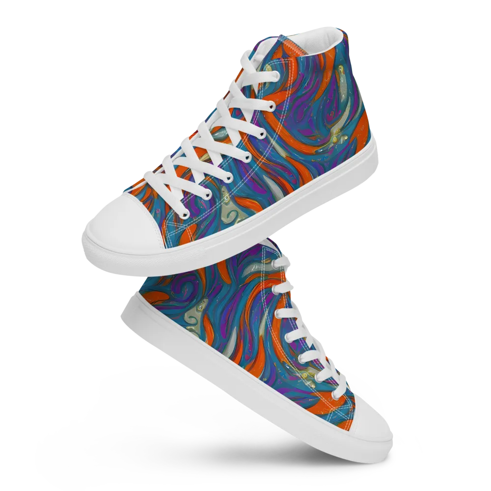 Painted Undertow on Men's High Top Canvas Shoes — Front