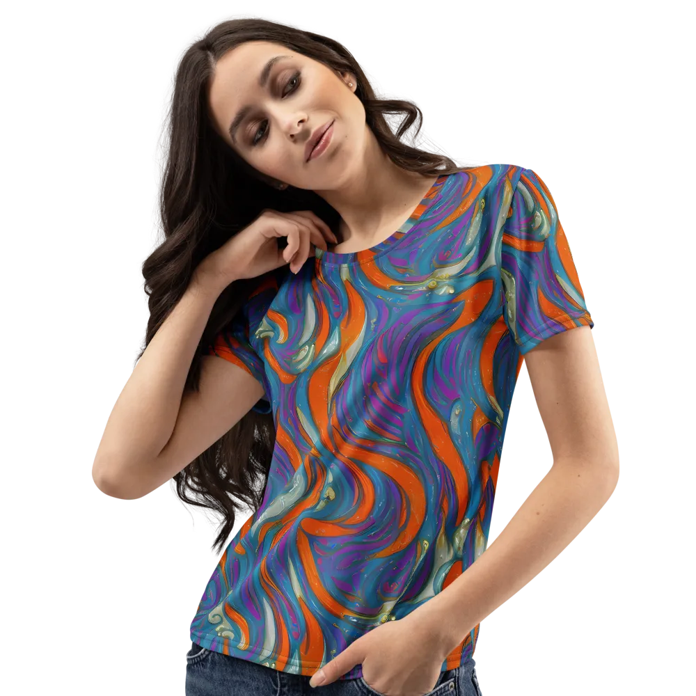 Painted Undertow on Women's Crew Neck T-Shirt — Left Front