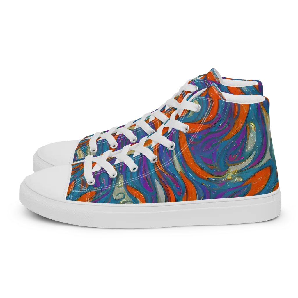Painted Undertow on Women's High Top Canvas Shoes — Left