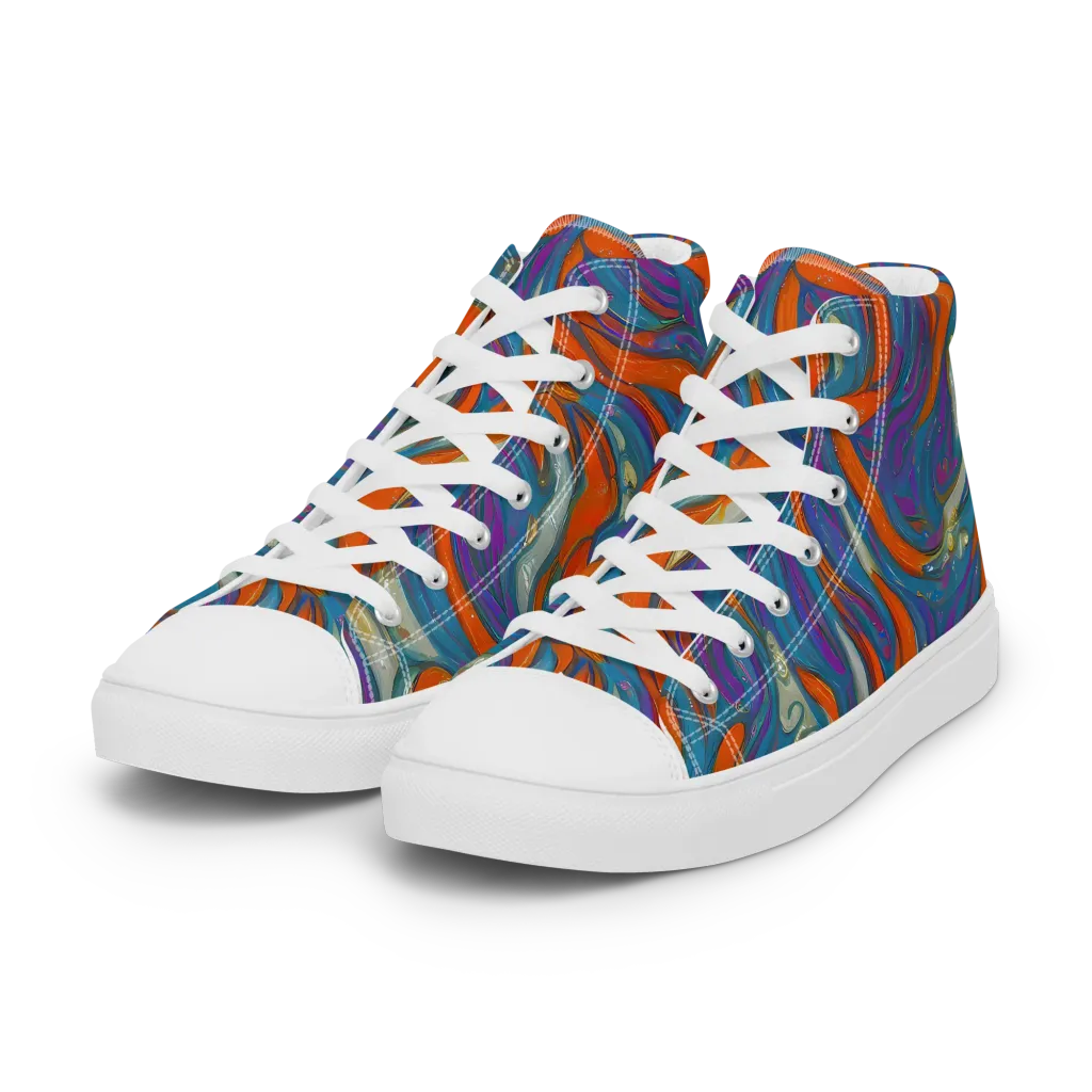 Painted Undertow on Women's High Top Canvas Shoes — Left Front