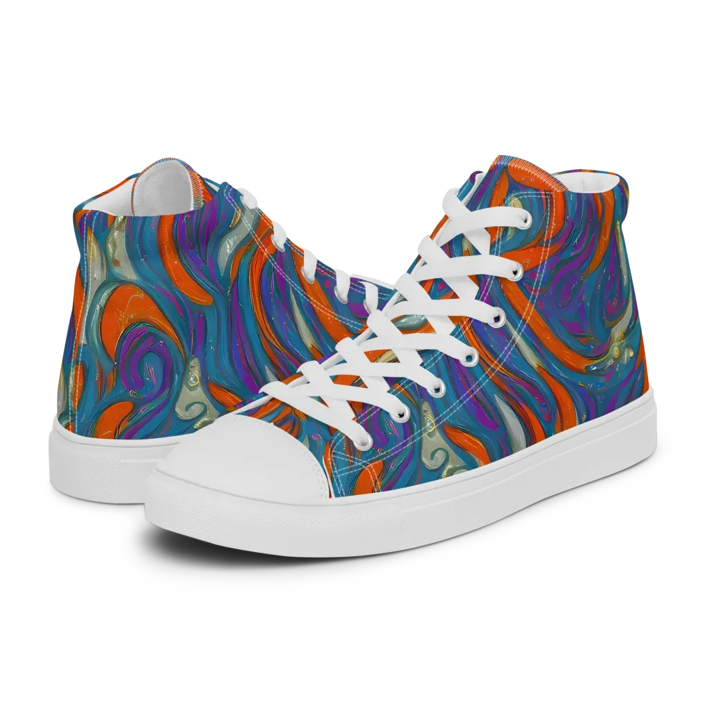 Painted Undertow on Women's High Top Canvas Shoes — Left