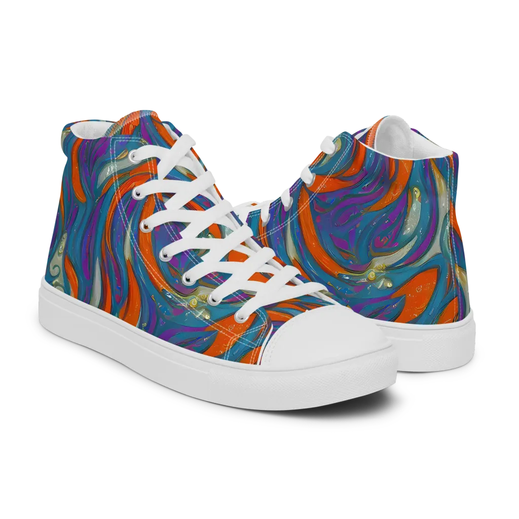 Painted Undertow on Women's High Top Canvas Shoes — Right
