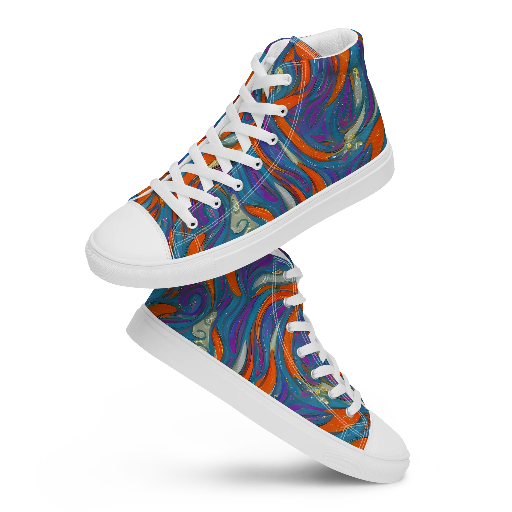 Painted Undertow on Women's High Top Canvas Shoes — Front