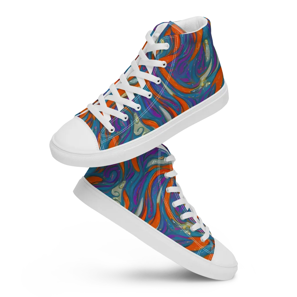Painted Undertow on Women's High Top Canvas Shoes — Front