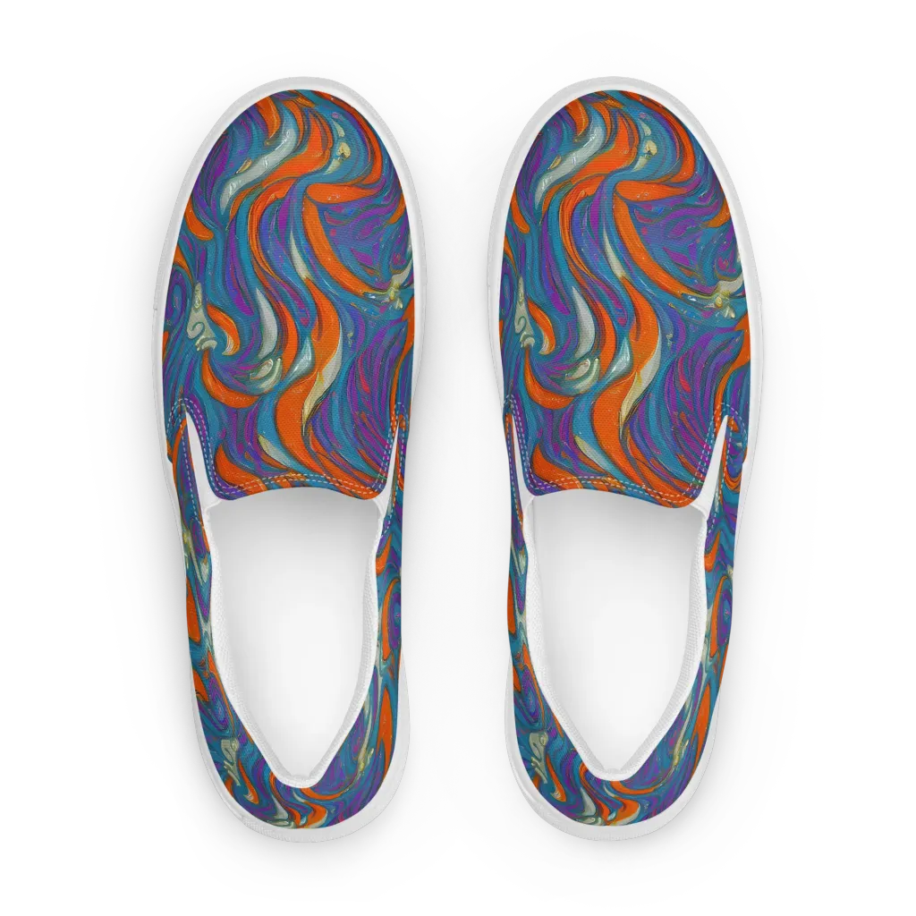 Painted Undertow on Men's Slip-On Canvas Shoes — Front