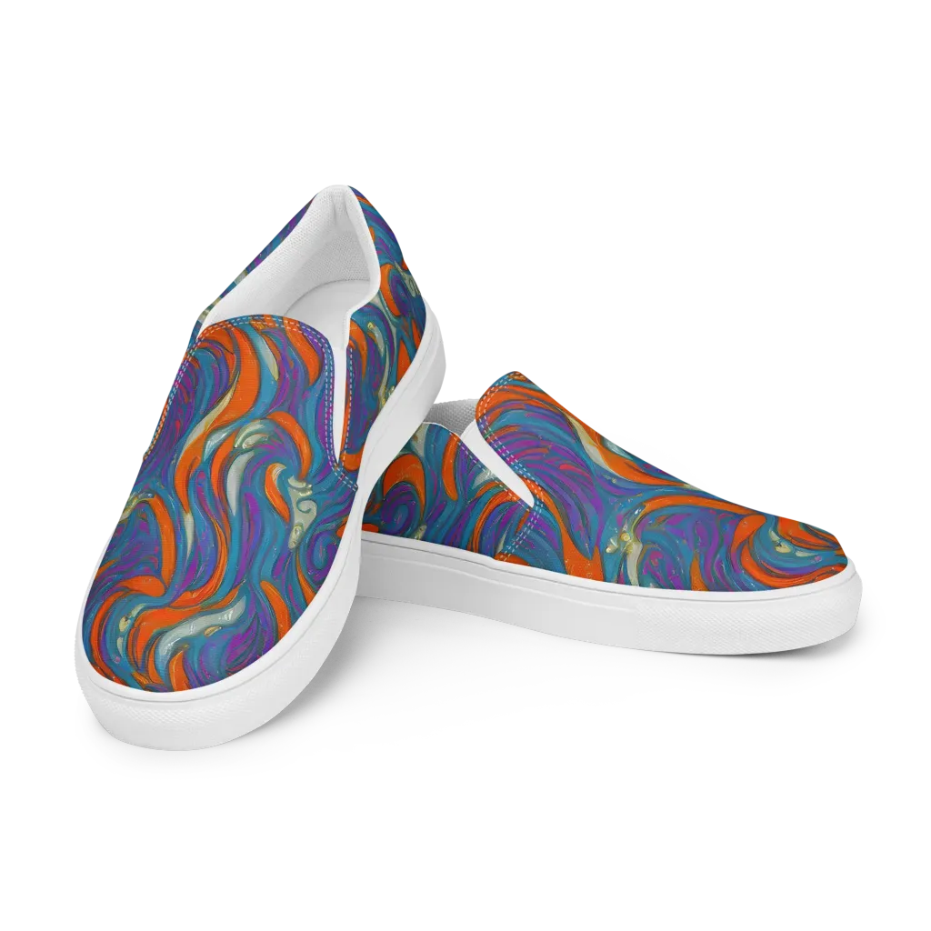 Painted Undertow on Men's Slip-On Canvas Shoes — Left Front