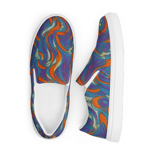 Painted Undertow on a Men's Slip-On Canvas Shoes