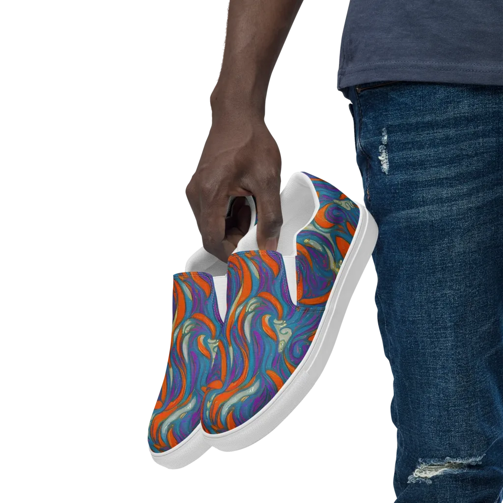 Painted Undertow on Men's Slip-On Canvas Shoes — Left Front