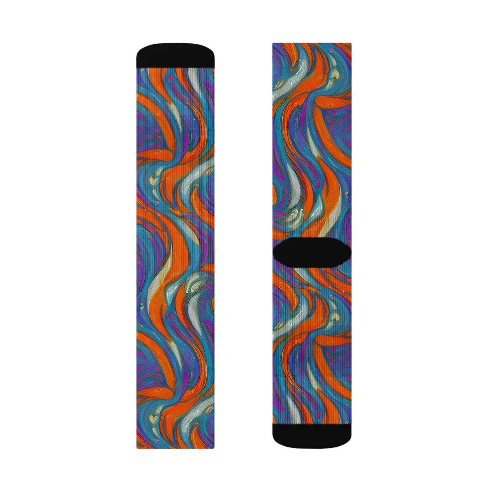 Painted Undertow on Socks — Right Sock