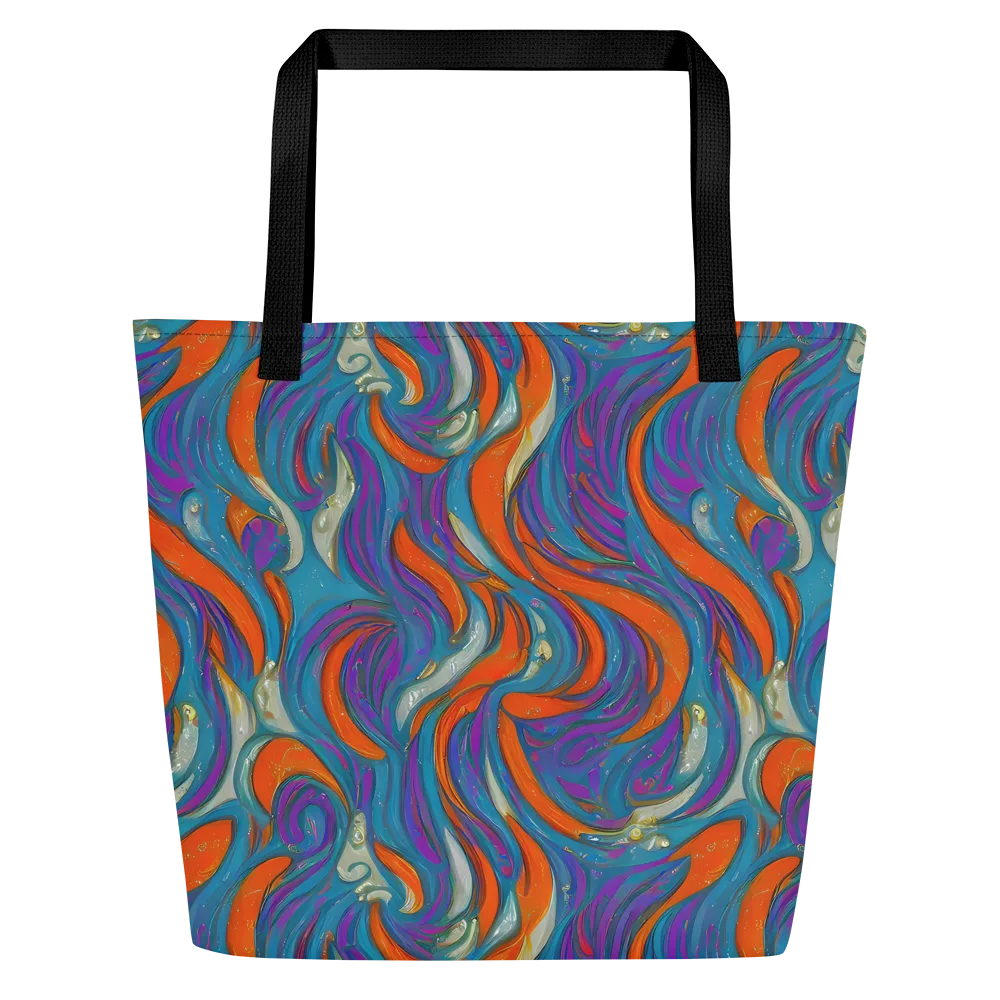 Painted Undertow on Large Tote Bag W/ Pocket — Front