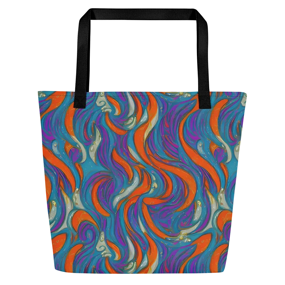 Painted Undertow on Large Tote Bag W/ Pocket — Front