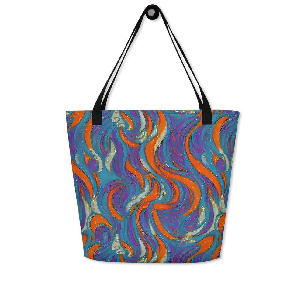 Painted Undertow on Large Tote Bag W/ Pocket — Front