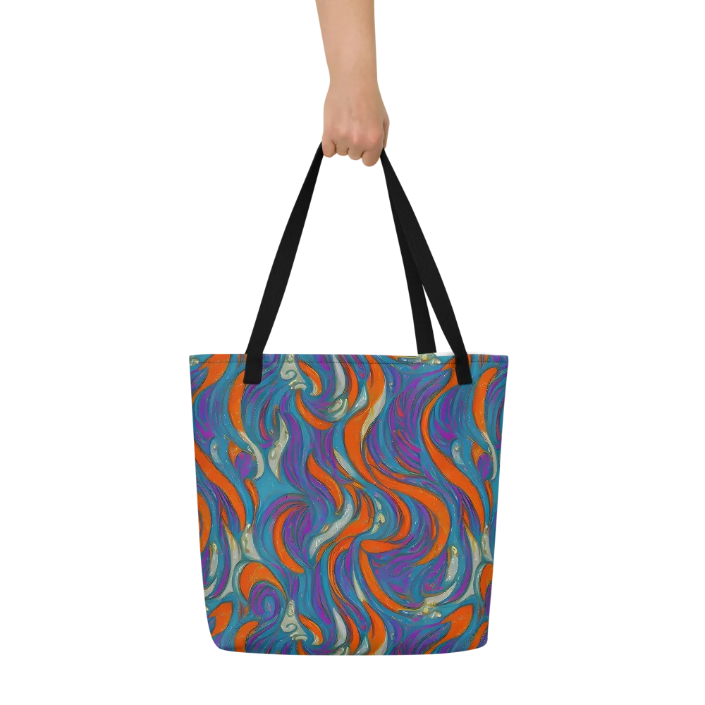 Painted Undertow on Large Tote Bag W/ Pocket — Front