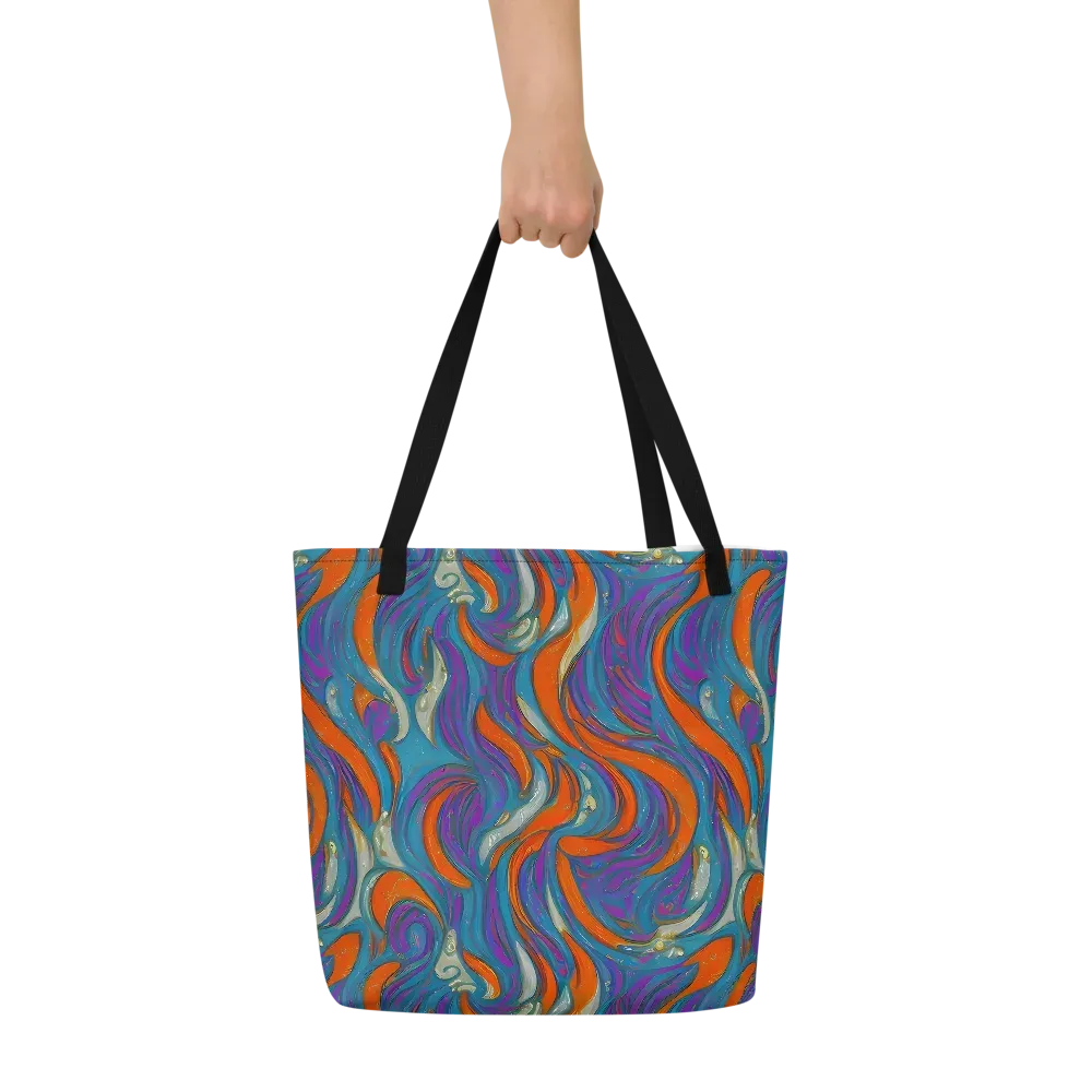 Painted Undertow on Large Tote Bag W/ Pocket — Front