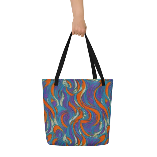 Painted Undertow on a Large Tote Bag W/ Pocket