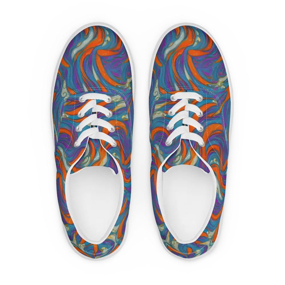 Painted Undertow on Men's Lace-Up Canvas Shoes — Front