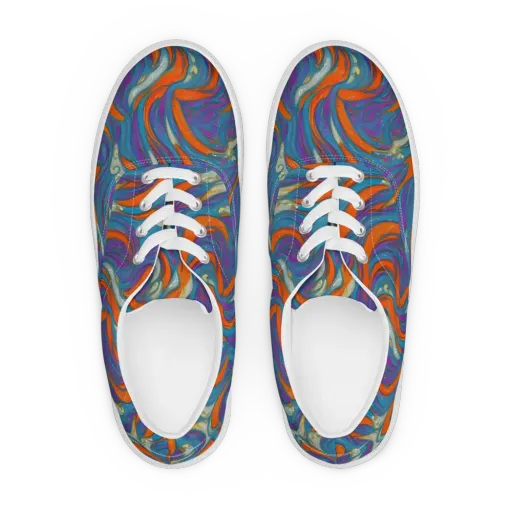 Painted Undertow on a Men's Lace-Up Canvas Shoes