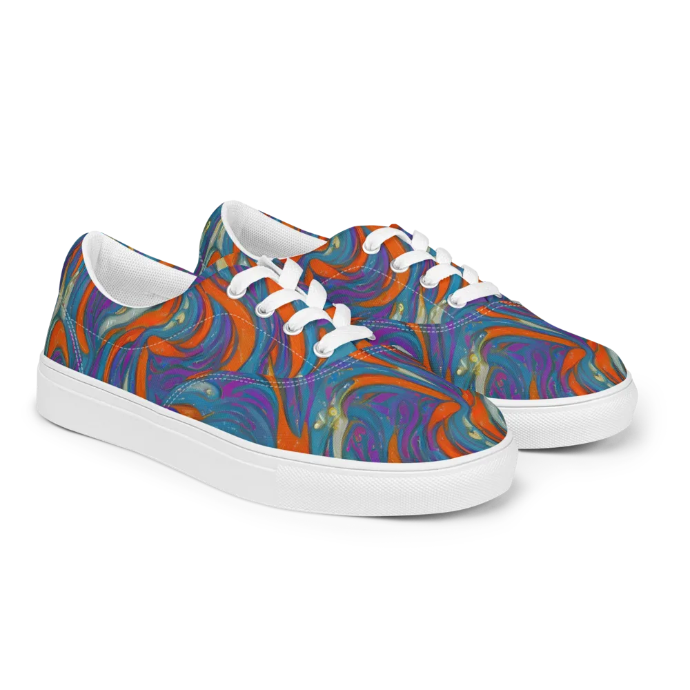 Painted Undertow on Men's Lace-Up Canvas Shoes — Right Front