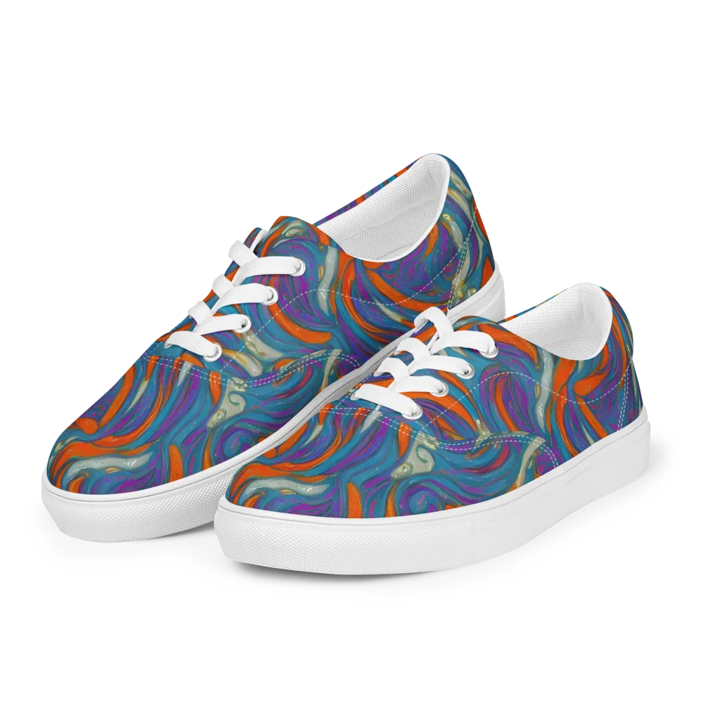 Painted Undertow on Men's Lace-Up Canvas Shoes — Left Front