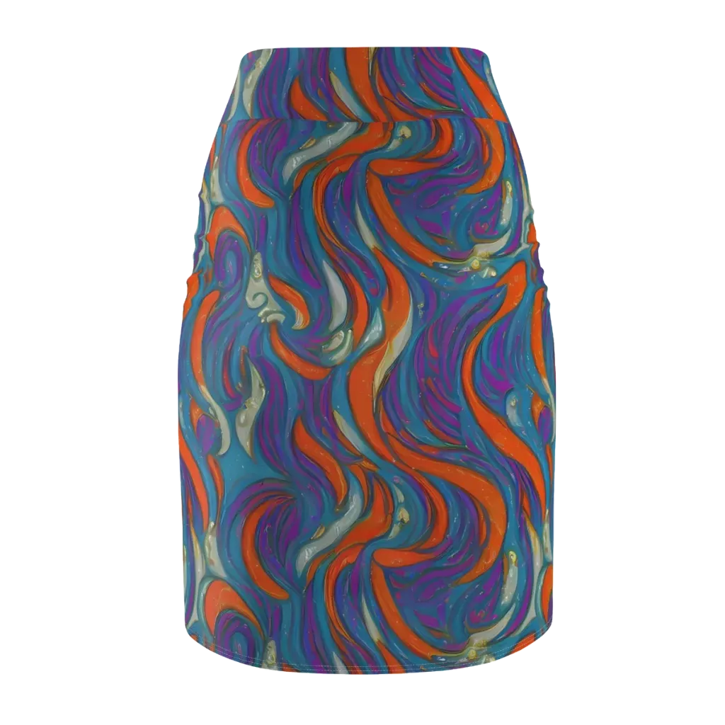 Painted Undertow on Pencil Skirt — Back