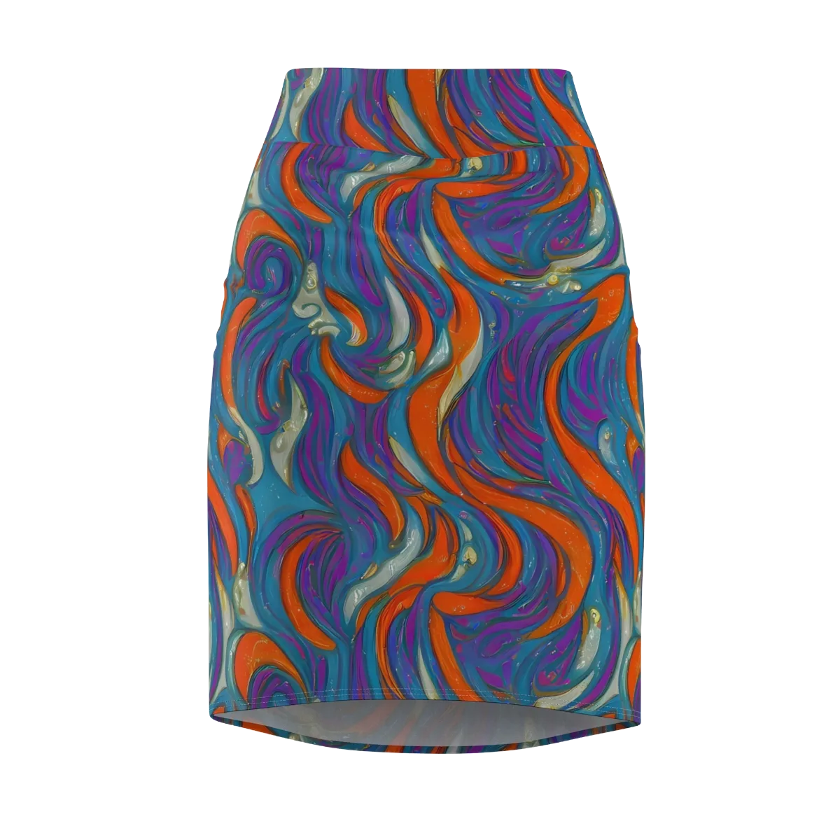 Painted Undertow on Pencil Skirt — Front