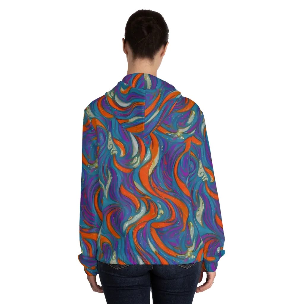 Painted Undertow on Women's Full-Zip Hoodie — Back On Person