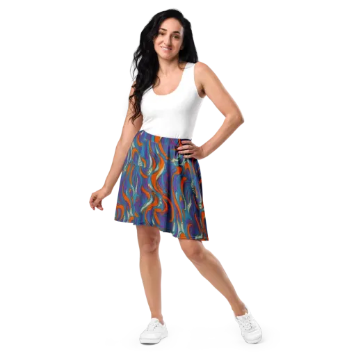Painted Undertow on a Skater Skirt