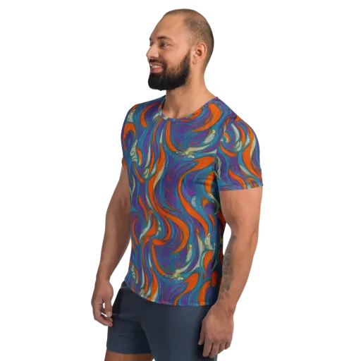 Painted Undertow on a Men's Athletic T-Shirt