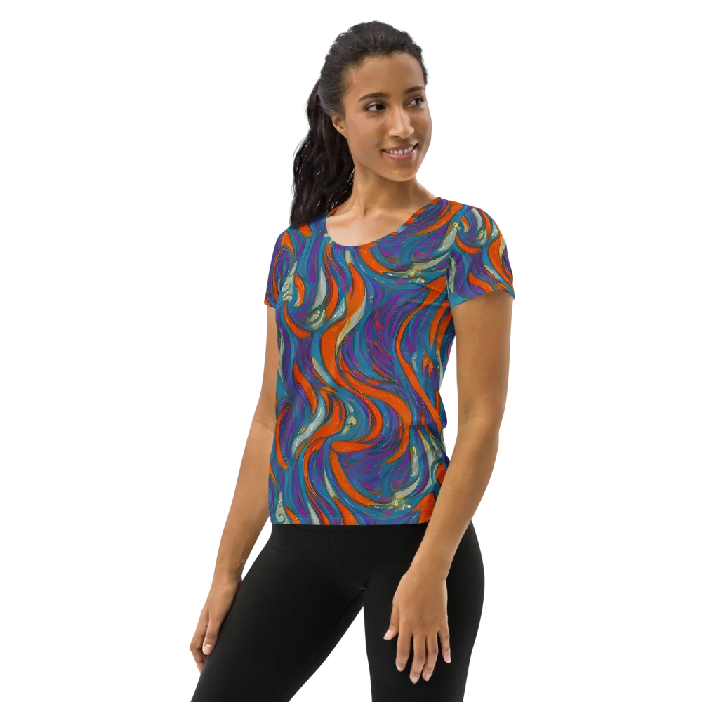 Painted Undertow on Women's Athletic T-Shirt — Left