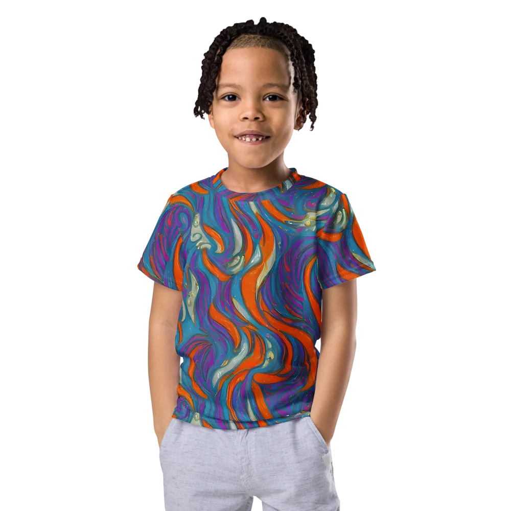 Painted Undertow on Kids Crew Neck T-Shirt — Front