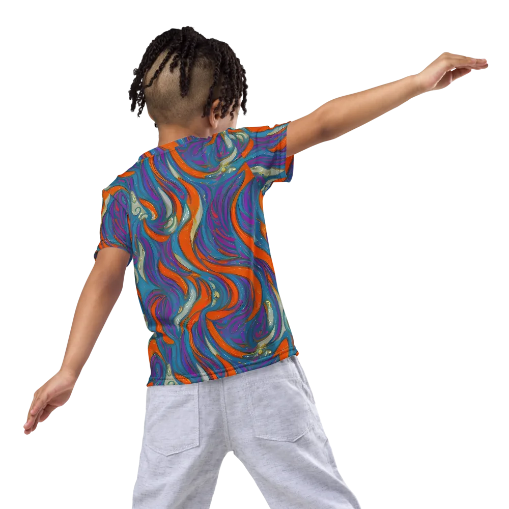Painted Undertow on Kids Crew Neck T-Shirt — Back