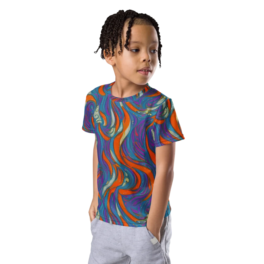 Painted Undertow on Kids Crew Neck T-Shirt — Left Front