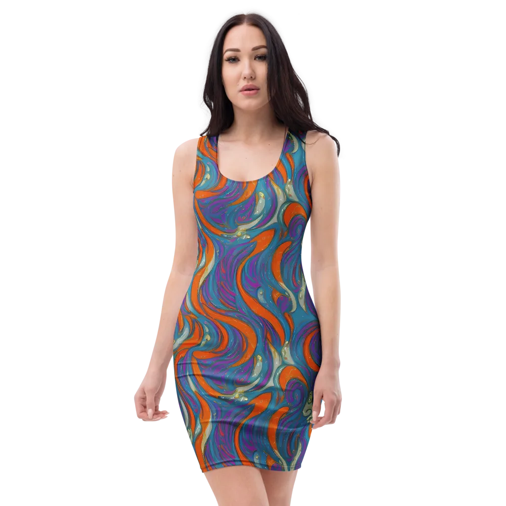 Painted Undertow on Bodycon Dress — Front