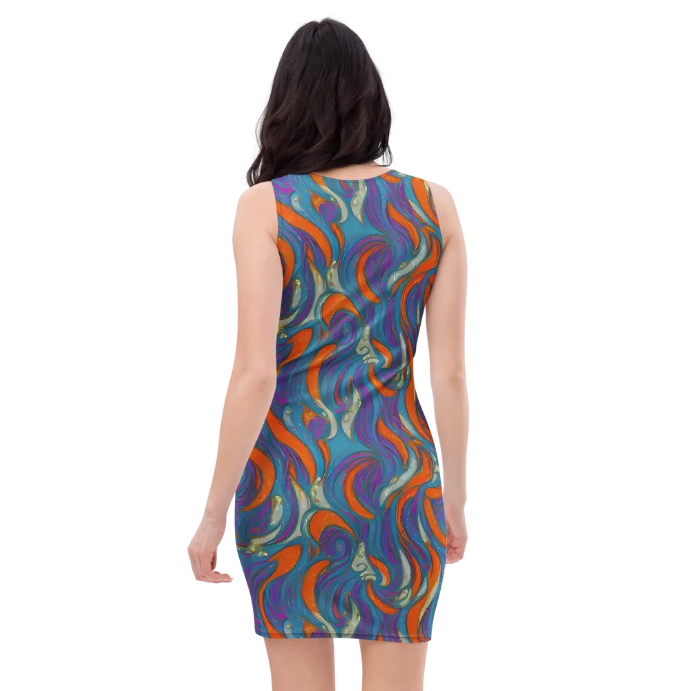 Painted Undertow on Bodycon Dress — Back