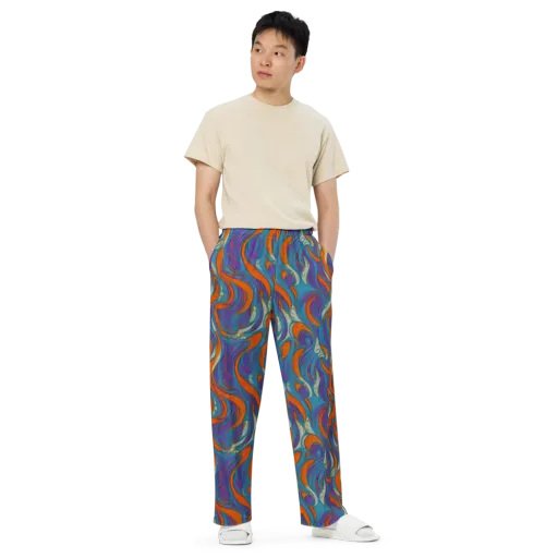 Painted Undertow on a Wide-Leg Pants