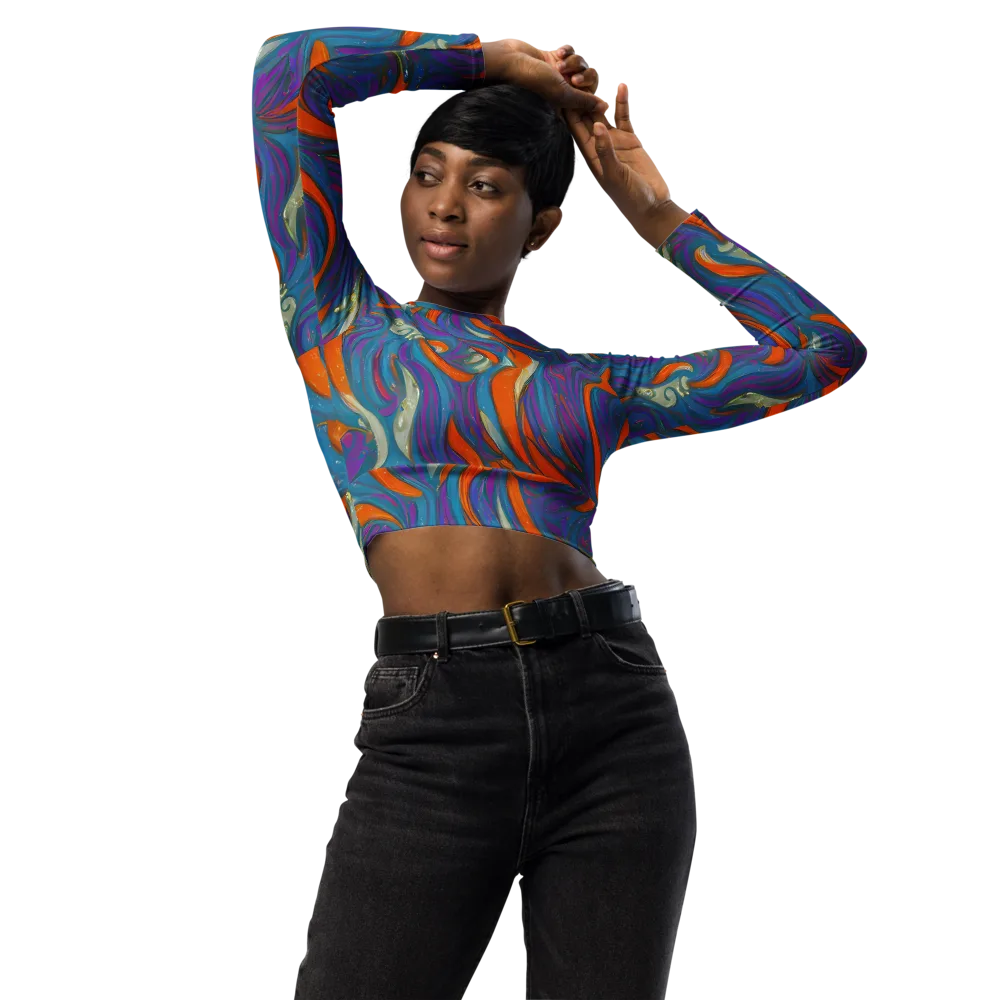 Painted Undertow on Long Sleeve Crop Top — Front