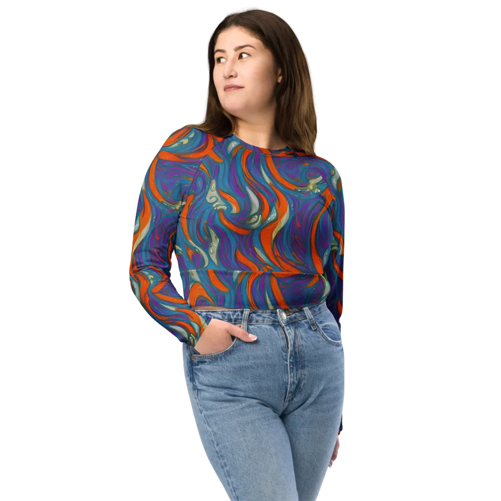 Painted Undertow on Long Sleeve Crop Top — Front