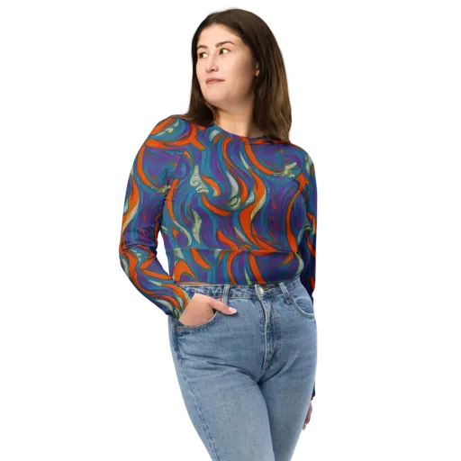 Painted Undertow on a Long Sleeve Crop Top
