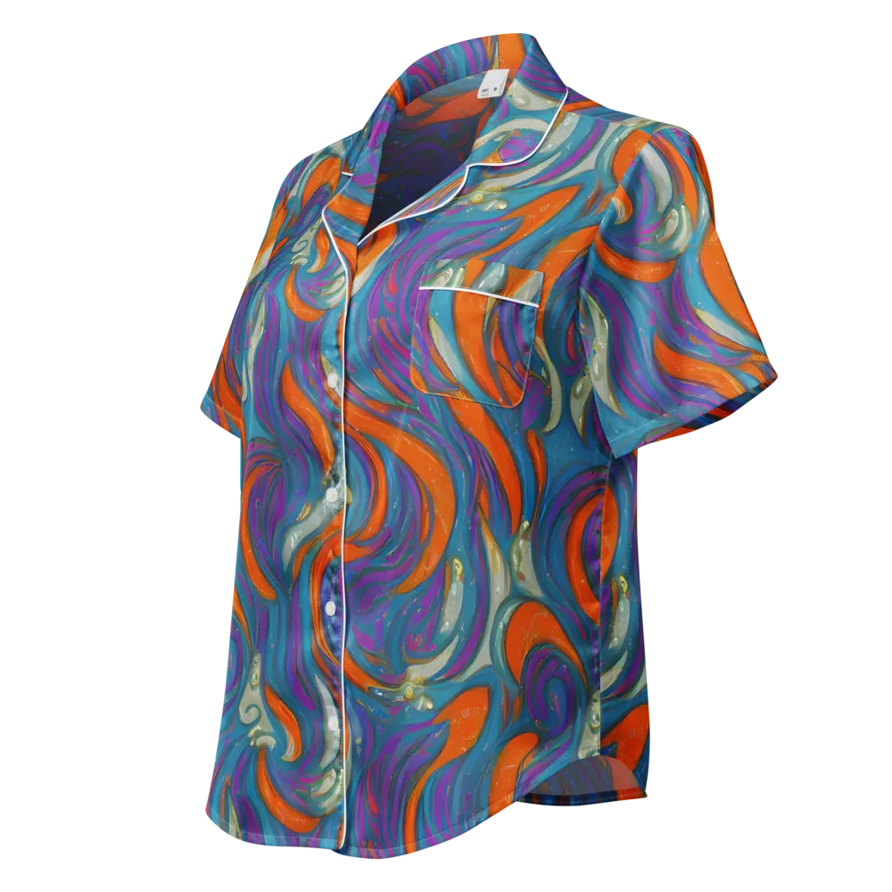 Painted Undertow on Women's Short Sleeve Pajama Top — Left Front
