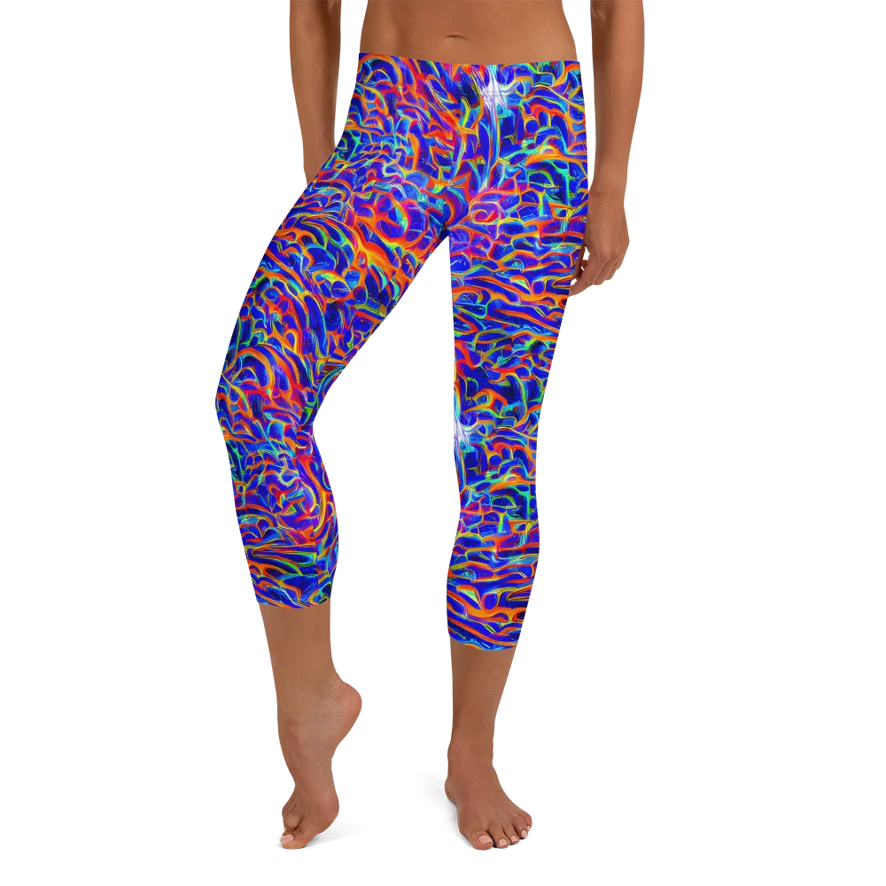 Fluorescent Fury on Capri Leggings — Front